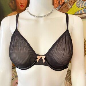 Victorias Secret Black Sheer Mesh Underwire Bra Size 36C
